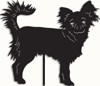 Long Haired Chihuahua garden stake hanging Rustica Ornamentals black shadow lawn ornament on Tampa Home & Garden Store