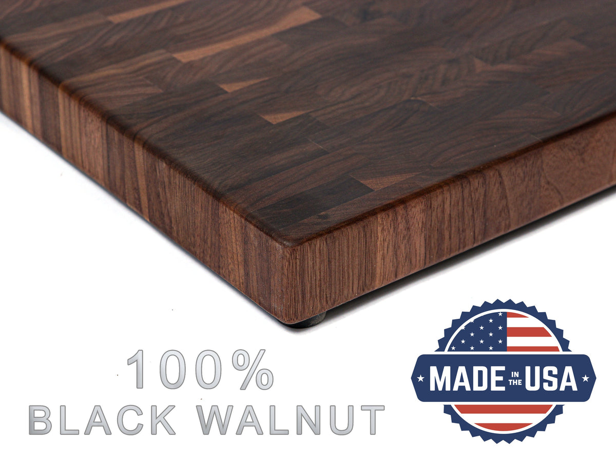 Walnut end grain cutting board by Refine Kitchenware with juice groove USA made on Tampa Home & Garden Store