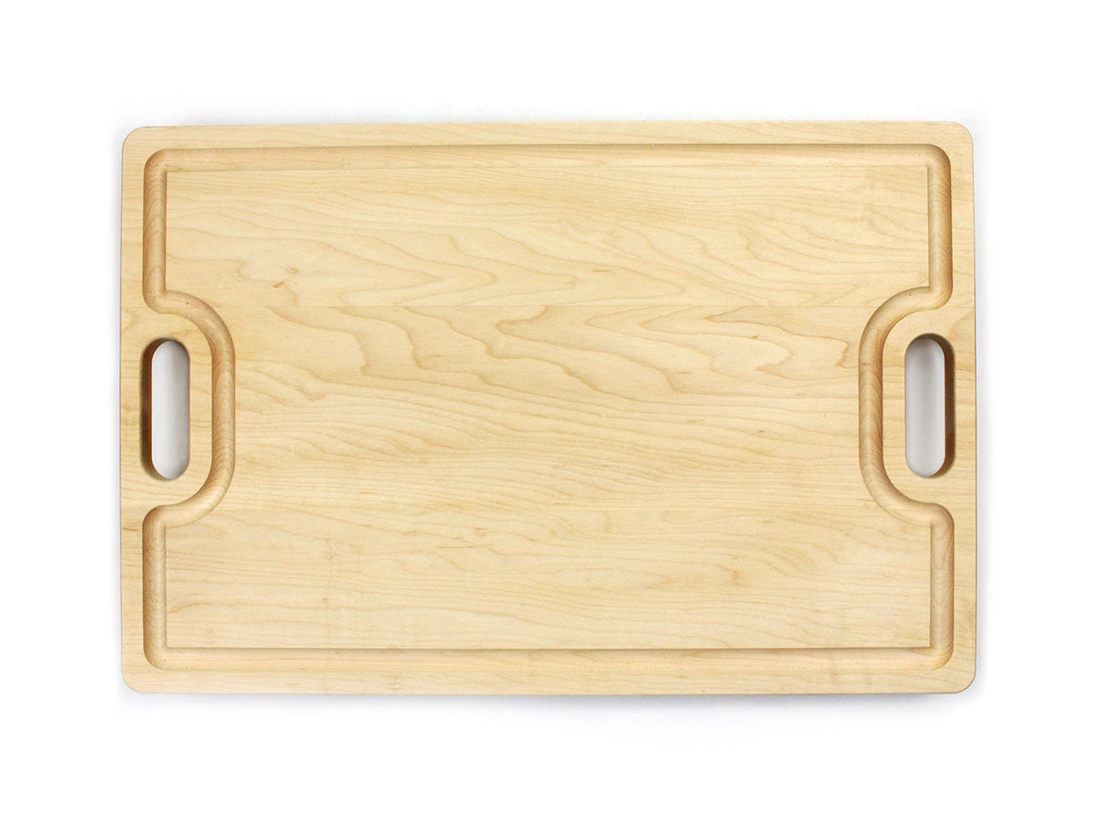Gift for Dad cutting board with side handles and natural wood grain inset border on Tampa Home & Garden Store