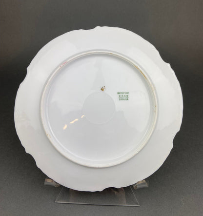 Plato de postre antiguo de Baviera: rosas pintadas a mano, borde dorado (19,5 cm)