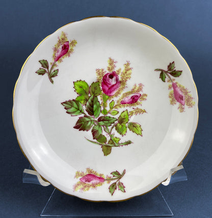Tasse et soucoupe vintage pour thé/café. Royal Chelsey Moss Rose. Porcelaine fine anglaise. Service de table raffiné. Pièce de collection.
