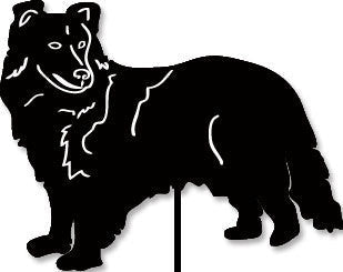 Shetland Sheepdog garden stake silhouette in black metal Rustica Ornamentals lawn ornament on Tampa Home & Garden Store