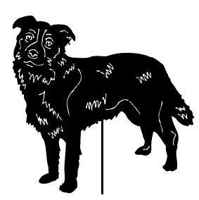 Border Collie statue lawn ornament, black silhouette with stake, Rustica Ornamentals on Tampa Home & Garden Store