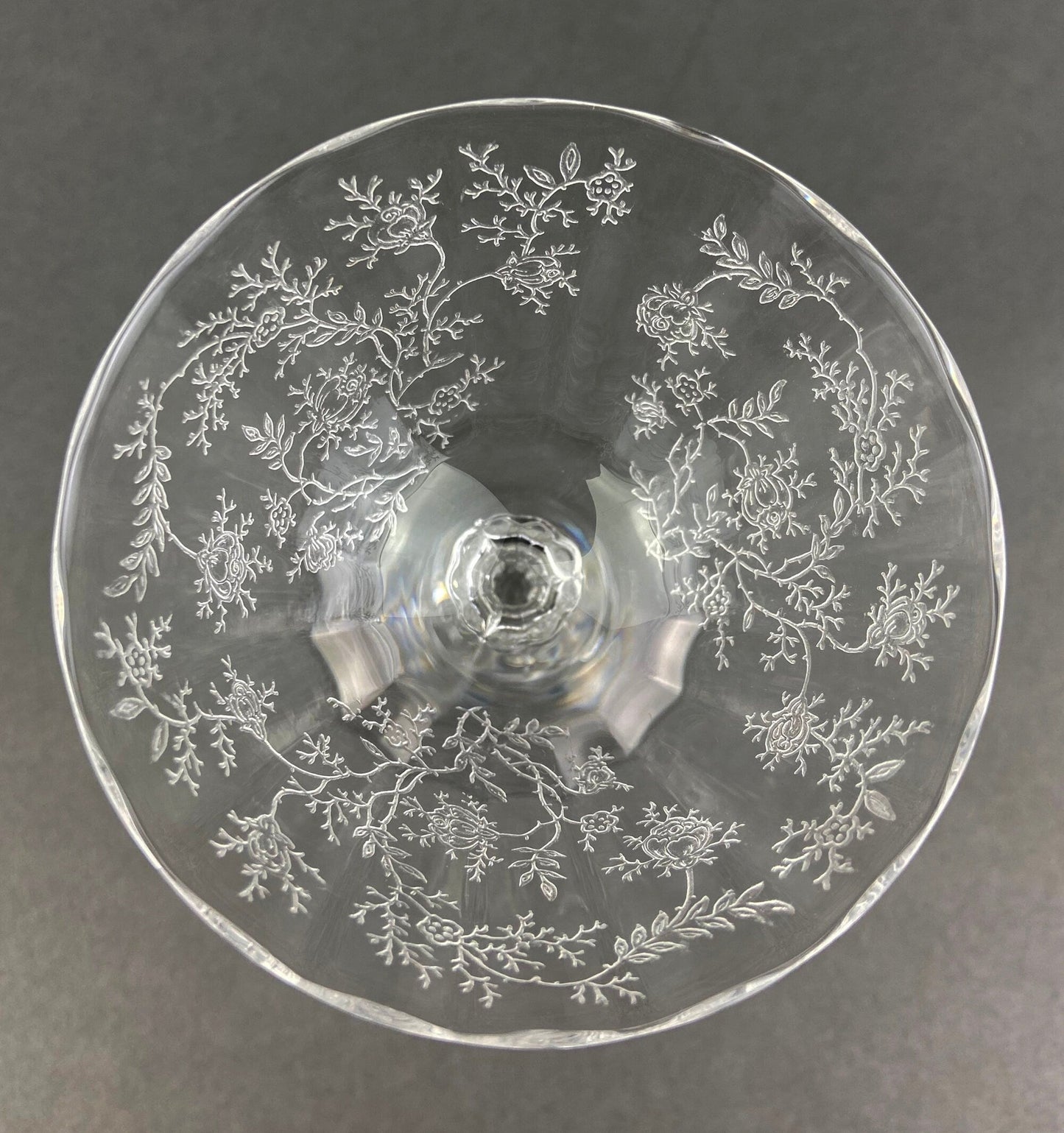 Vintage Fostoria Claret Wine Glasses. Set of Two Chintz Motif Stemware. Fine Dining.