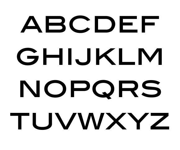 Metal house letters Blair by Rustica Ornamentals, uppercase alphabet font sample in bold on Tampa Home & Garden Store