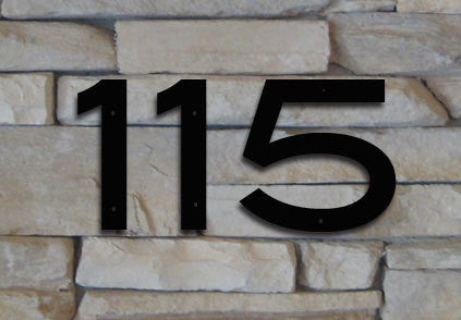 Blair metal house numbers set of 5 in black finish on stone wall, digits 1 1 5 on Tampa Home & Garden Store