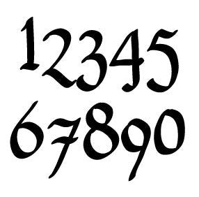 Rustic house numbers digits Pennybridge font in black by Rustica Ornamentals 0–9 numerals on Tampa Home & Garden Store