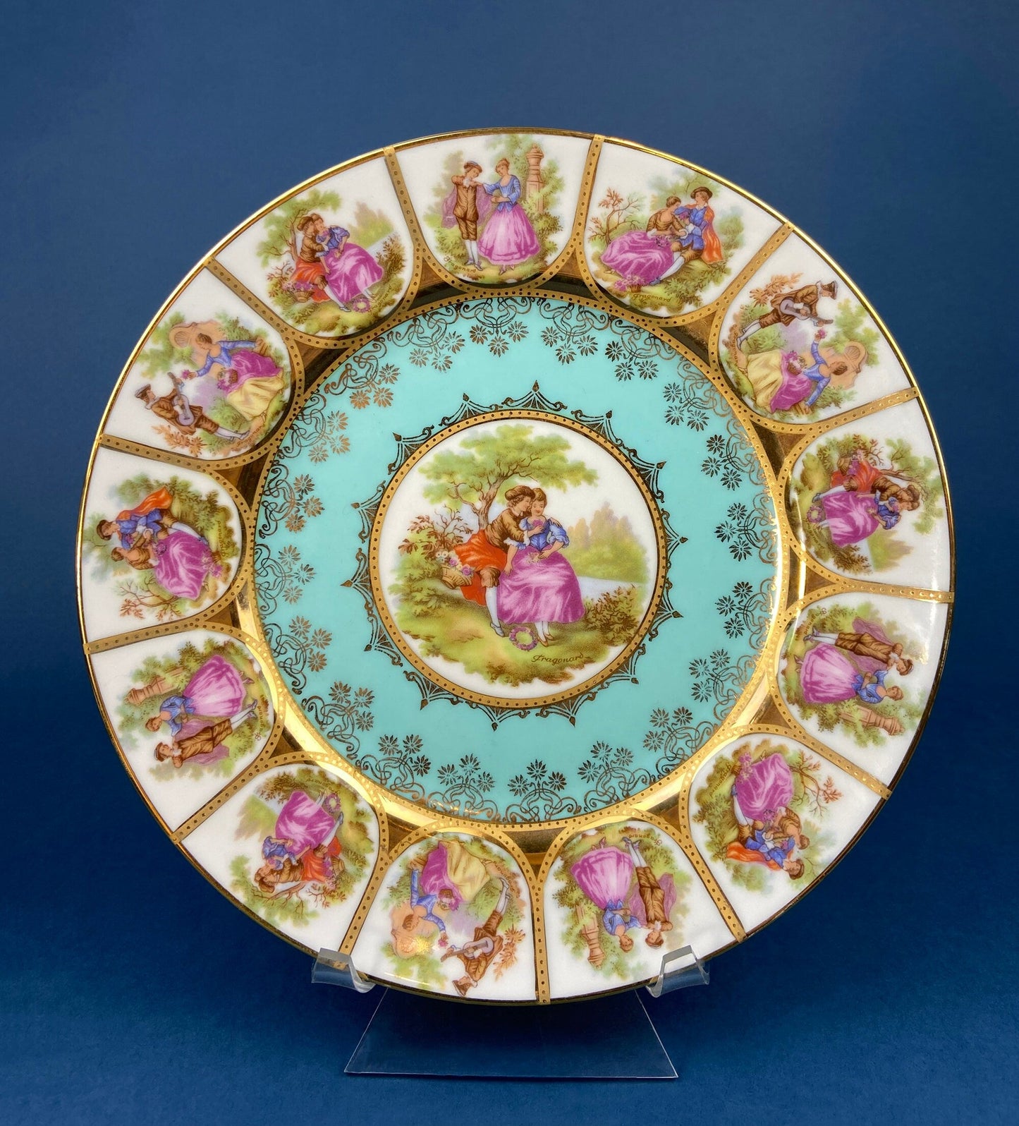 Soporte para tartas vintage Schumann Arzberg Alemania: porcelana rosa de té pintada a mano