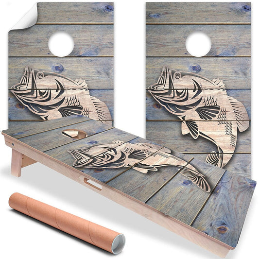 Bass Fish Jump - Cornhole Board Wrap - Set of 2 - Tampa Home & Garden Store