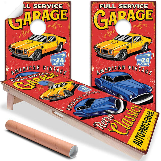Retro Garage - Cornhole Board Wrap - Set of 2 - Tampa Home & Garden Store