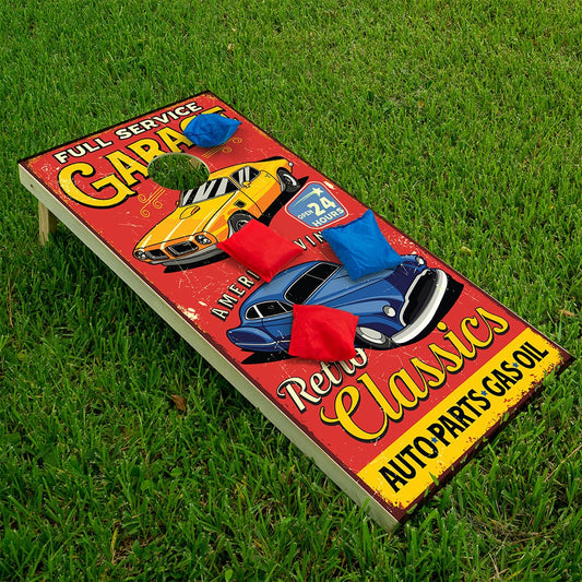 Retro Garage - Cornhole Board Wrap - Set of 2 - Tampa Home & Garden Store