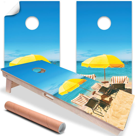 Chair Summer Beach House Sand - Cornhole Board Wrap - Set of 2 - Tampa Home & Garden Store