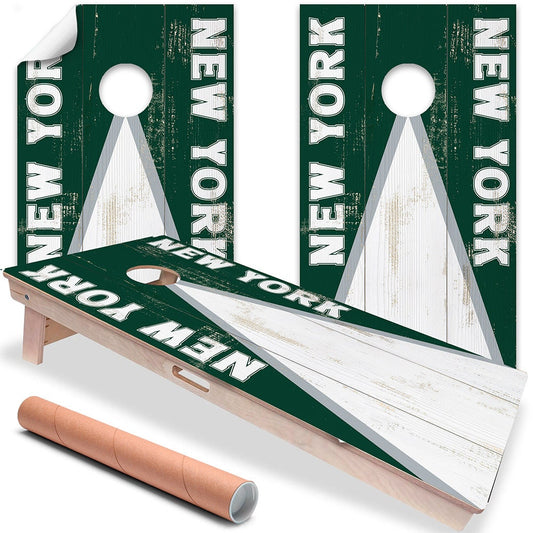 New York Green White Football - Cornhole Board Wrap - Set of 2 - Tampa Home & Garden Store