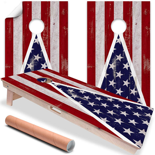 American Flag Triangle - Cornhole Board Wrap - Set of 2 - Tampa Home & Garden Store