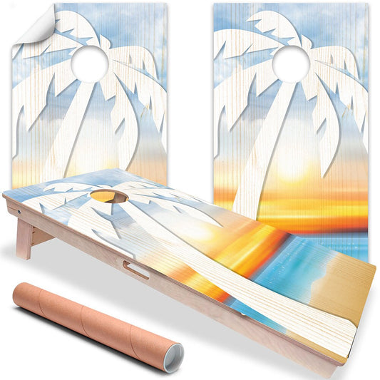 Palm on Beach - Cornhole Board Wrap - Set of 2 - Tampa Home & Garden Store