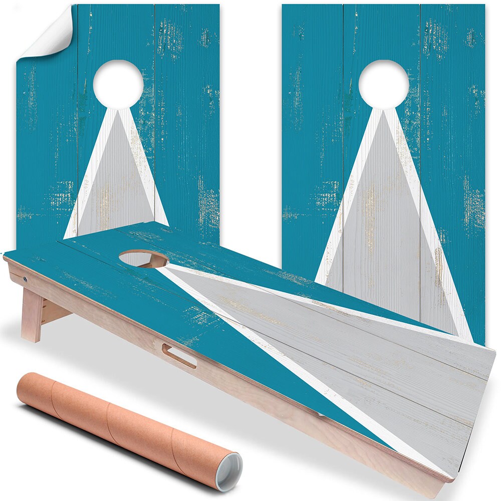 Triángulo Turquesa - Vinilo para Tabla de Cornhole - Juego de 2