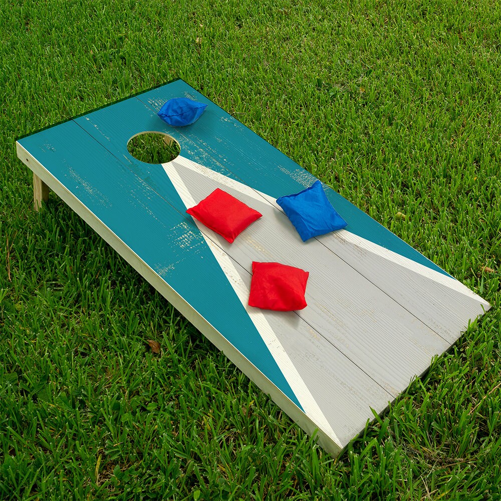 Triángulo Turquesa - Vinilo para Tabla de Cornhole - Juego de 2