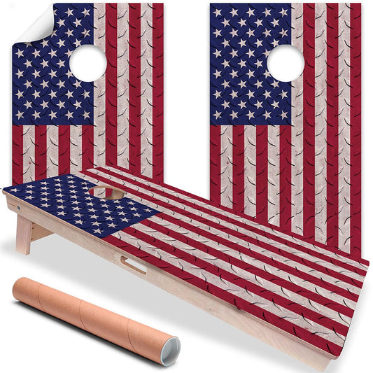 USA American Flag on Steel - Cornhole Board Wrap - Set of 2 - Tampa Home & Garden Store