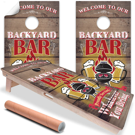 Welcome to our Backyard Bar - Cornhole Board Wrap - Set of 2 - Tampa Home & Garden Store
