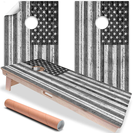 Black and White American Flag - Cornhole Board Wrap - Set of 2 - Tampa Home & Garden Store