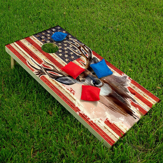 Deer and American Flag - Cornhole Board Wrap - Set of 2 - Tampa Home & Garden Store
