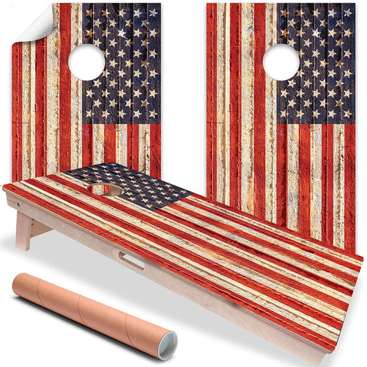 Rustic American Flag - Cornhole Board Wrap - Set of 2 - Tampa Home & Garden Store