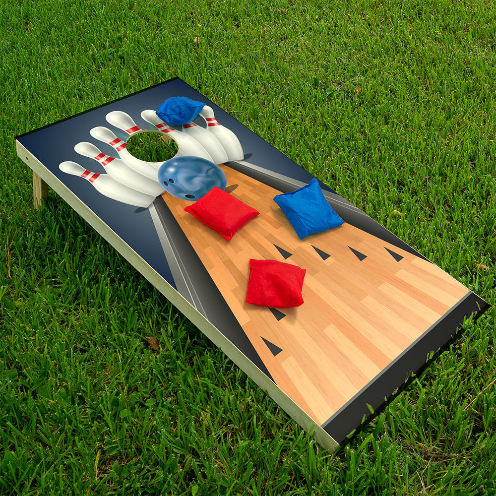 Pista de bolos - Envoltura para tablero de cornhole - Juego de 2