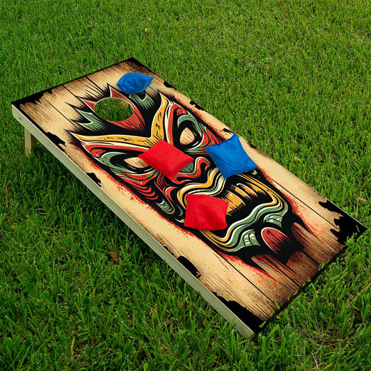 Tropical Tiki Masks - Cornhole Board Wrap - Set of 2 - Tampa Home & Garden Store