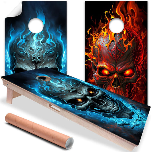 Flaming Skull - Cornhole Board Wrap - Set of 2 - Tampa Home & Garden Store