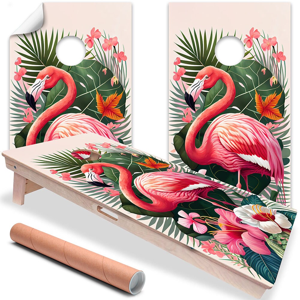 Flamingo Life - Vinilo decorativo para tabla de cornhole - Juego de 2