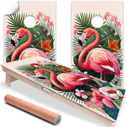 Flamingo Life - Vinilo decorativo para tabla de cornhole - Juego de 2