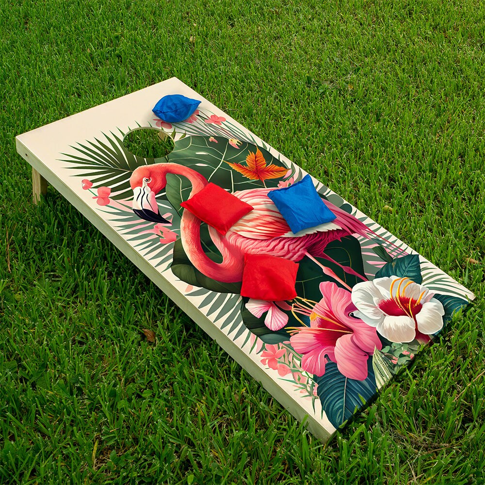 Flamingo Life - Vinilo decorativo para tabla de cornhole - Juego de 2