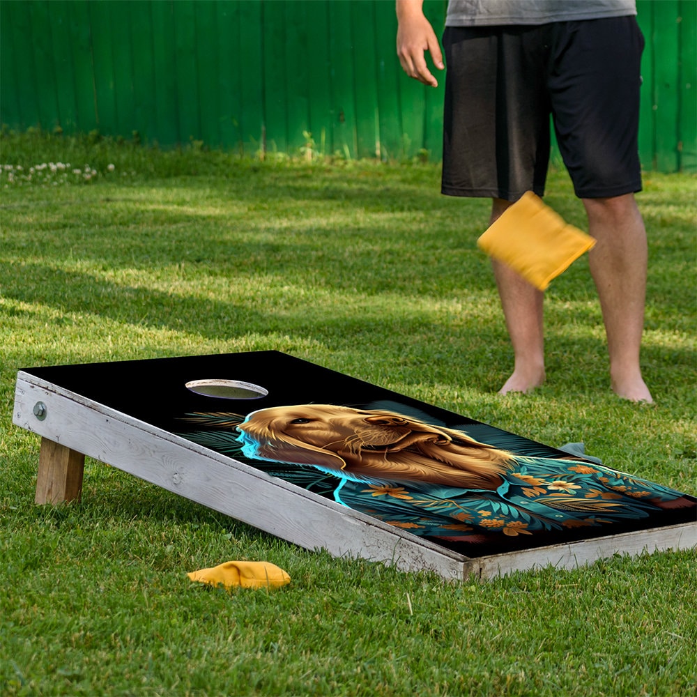 Party Animals Goldens - Funda de tabla de cornhole - Juego de 2