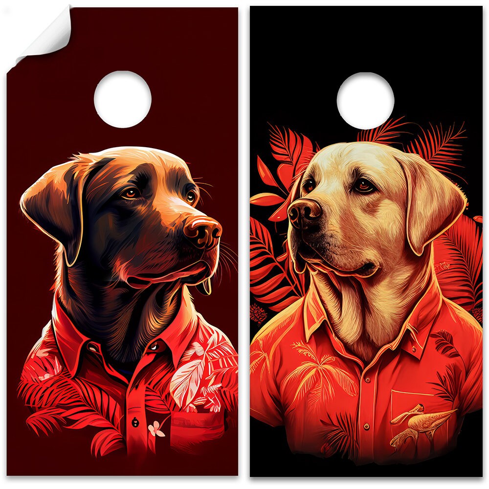 Party Animals Labradors - Vinilo decorativo para tablero de cornhole - Juego de 2