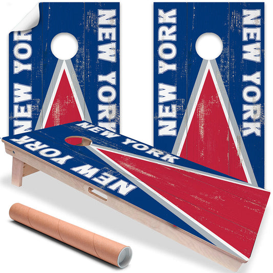 New York Blue Red Football - Cornhole Board Wrap - Set of 2 - Tampa Home & Garden Store