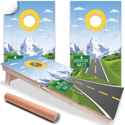 Vista panorámica de montaña - Revestimiento para tablero de Cornhole - Juego de 2
