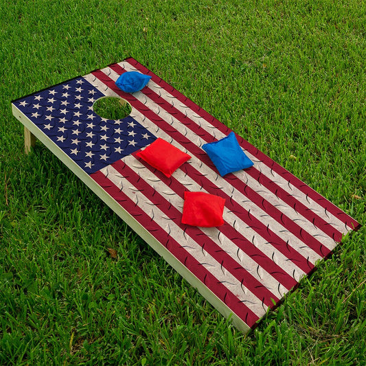 USA American Flag on Steel - Cornhole Board Wrap - Set of 2 - Tampa Home & Garden Store