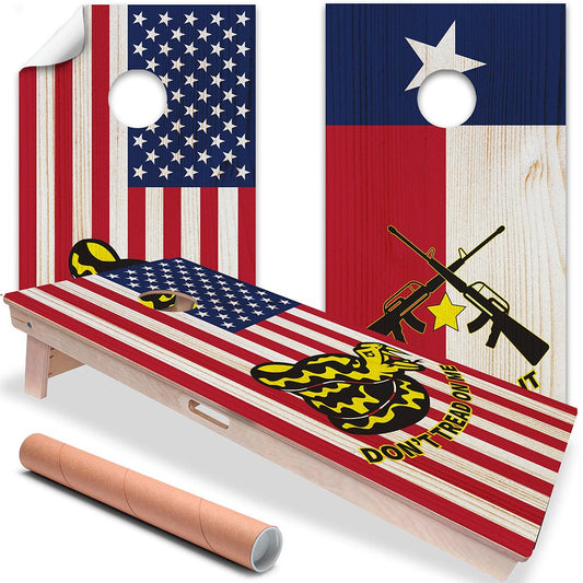 American Flag and Texas - Cornhole Board Wrap - Set of 2 - Tampa Home & Garden Store