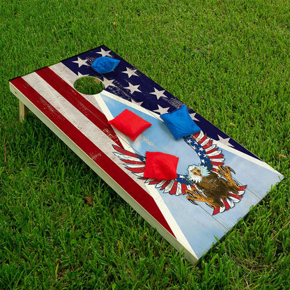 Bandera de Águila Americana de EE. UU. - Envoltura para tablero de cornhole - Juego de 2