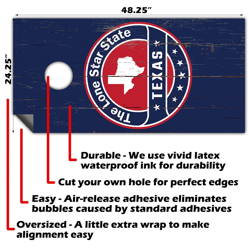 Texas en azul oscuro - Envoltura para tablero de Cornhole - Juego de 2