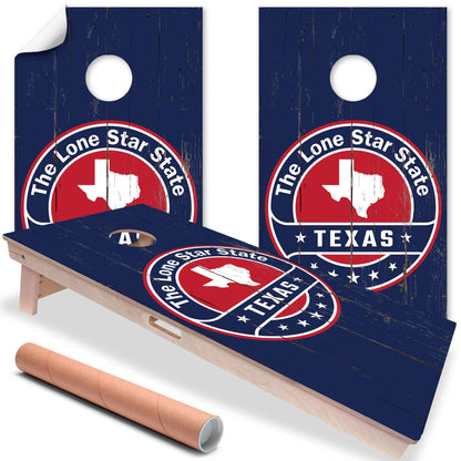 Texas en azul oscuro - Envoltura para tablero de Cornhole - Juego de 2