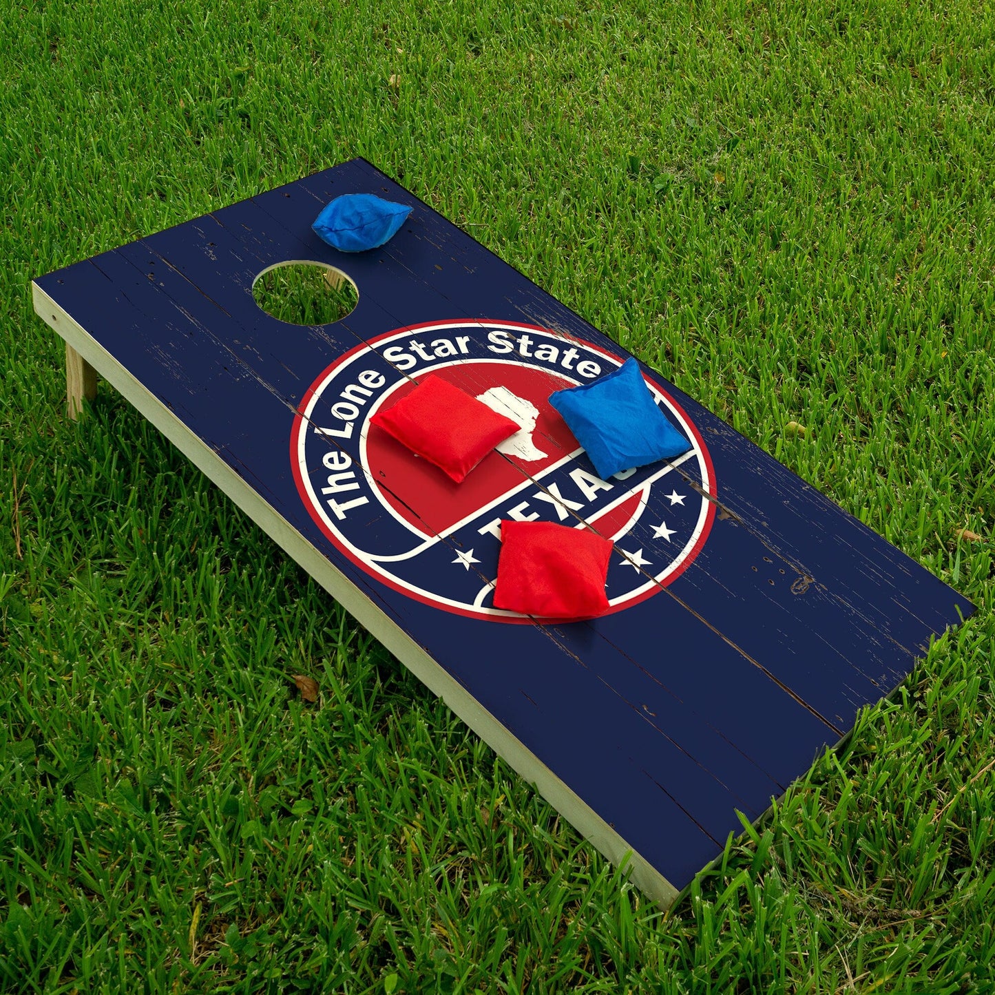 Texas en azul oscuro - Envoltura para tablero de Cornhole - Juego de 2