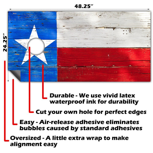 Texas Flag - Cornhole Board Wrap - Set of 2 - Tampa Home & Garden Store