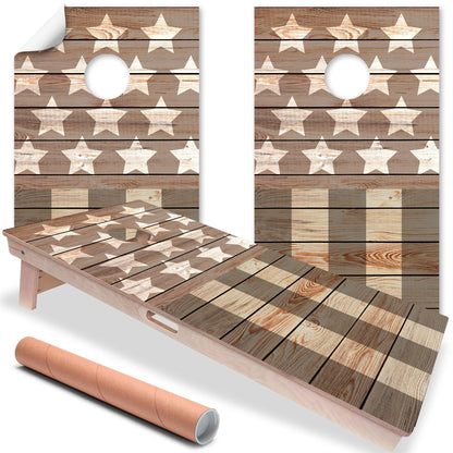 Estrellas y barras - Envoltura para tabla de cornhole - Juego de 2