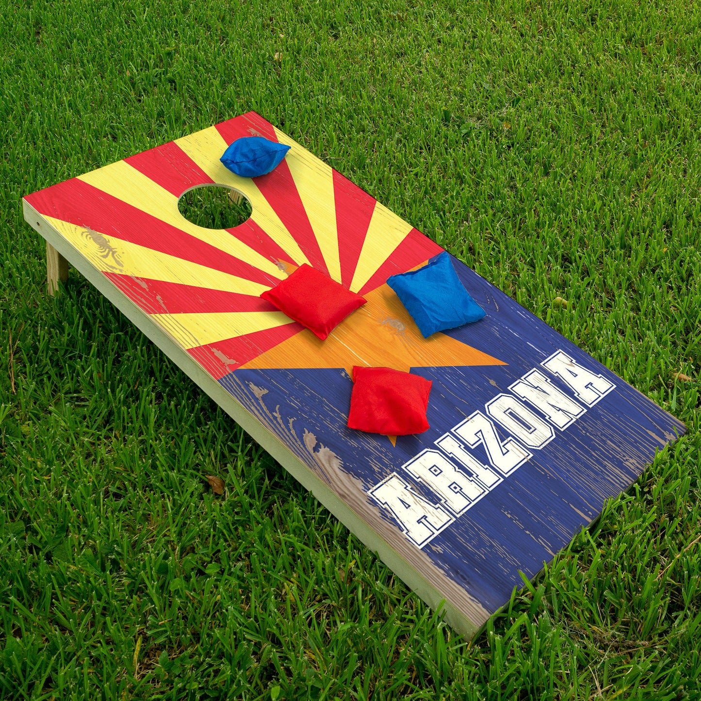 Bandera de Arizona - Vinilo para tablero de cornhole - Juego de 2