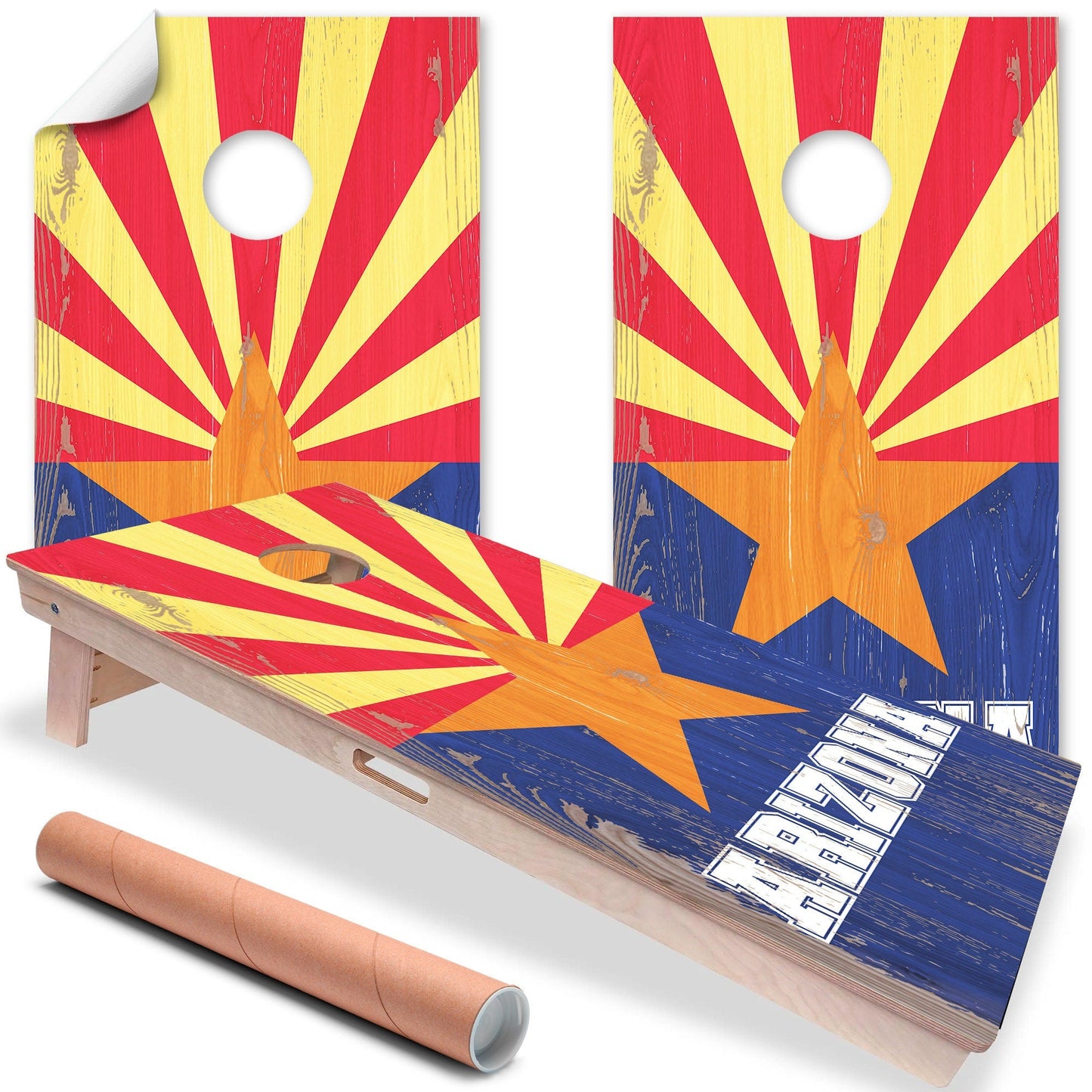 Bandera de Arizona - Vinilo para tablero de cornhole - Juego de 2