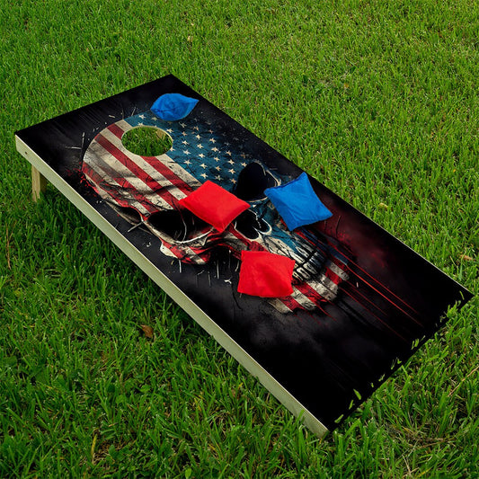 Patriotic Skull American Flag - Cornhole Board Wrap - Set of 2 - Tampa Home & Garden Store