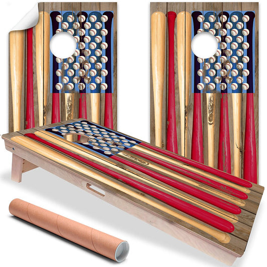 American Flag USA Baseball - Cornhole Board Wrap - Set of 2 - Tampa Home & Garden Store