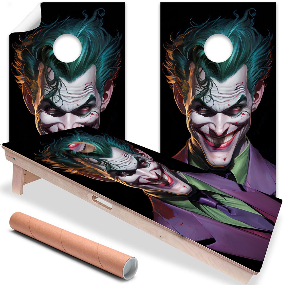 Genial payaso malvado - Vinilo para tablero de cornhole - Juego de 2