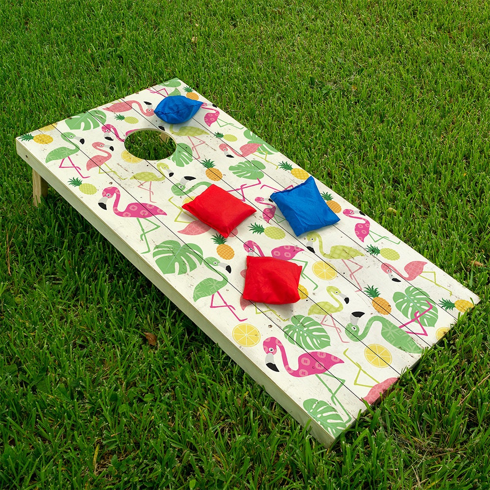 Fondo de Madera de Flamenco - Envoltura para Tablero de Cornhole - Juego de 2